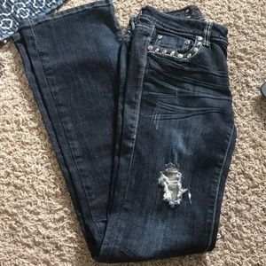 LA Idol Flare Jeans With Bling